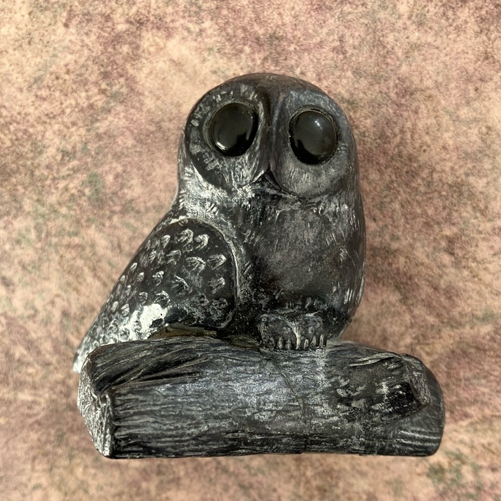 Vintage Wolf Black Owl Figurine